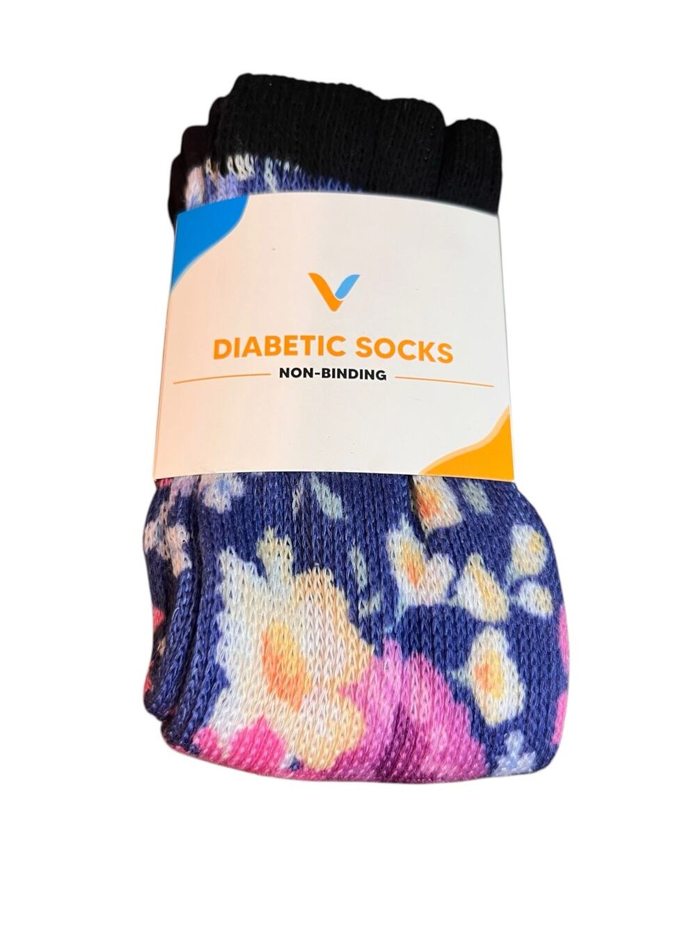 NWT Viasox Women's 5-9 M 6-8 Non-Binding Diabetic Floral Compression Soft Socks